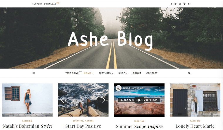 Ashe WordPress Theme for Personal Blog Websites