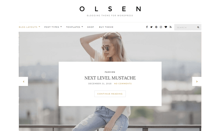 Olsen WordPress Theme for Personal Blog Website