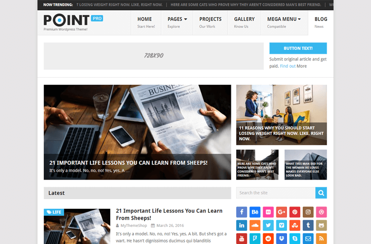 Point WordPress Theme for Personal Blog Site