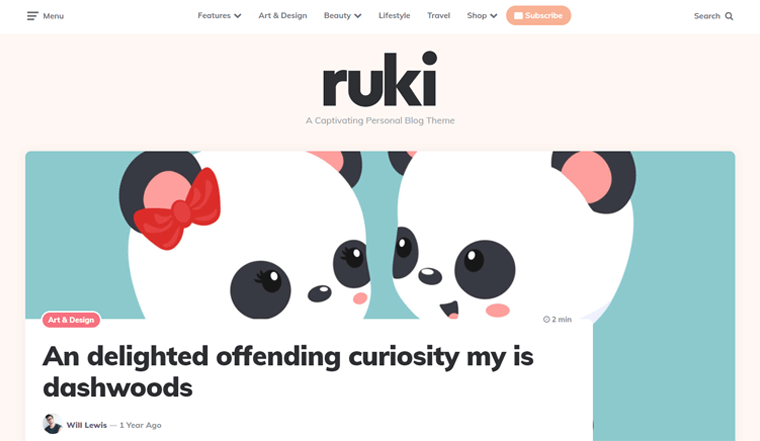 Ruki Personal Blog WordPress Theme
