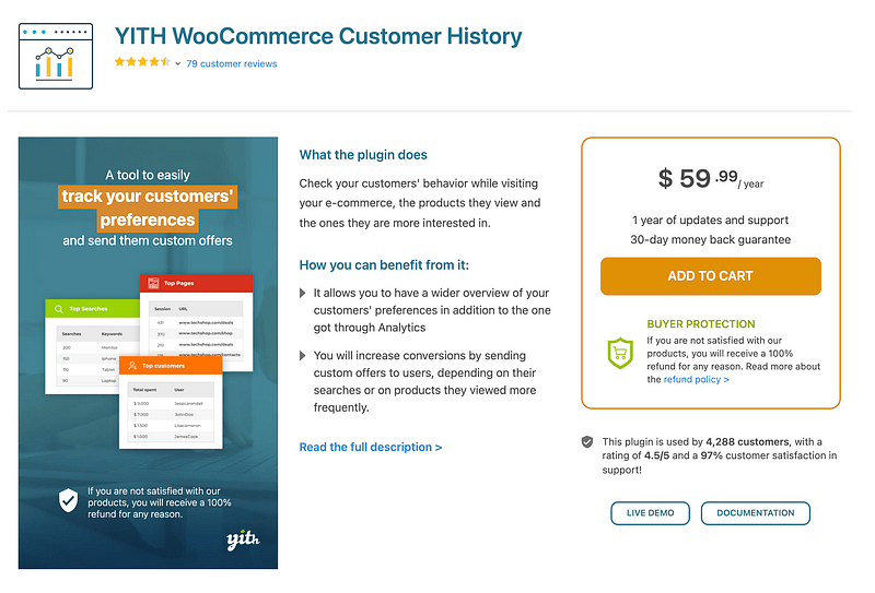 YITH WooCommerce Customer History plugin