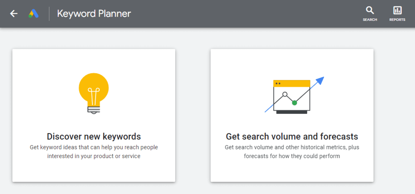 Discover new keywords option in Google Keyword Planner