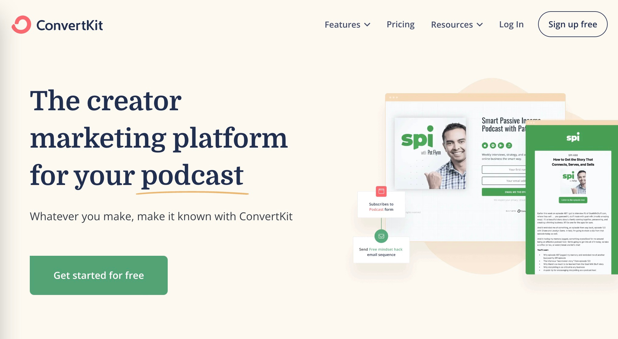 ConvertKit is one of the best free landing page builders.