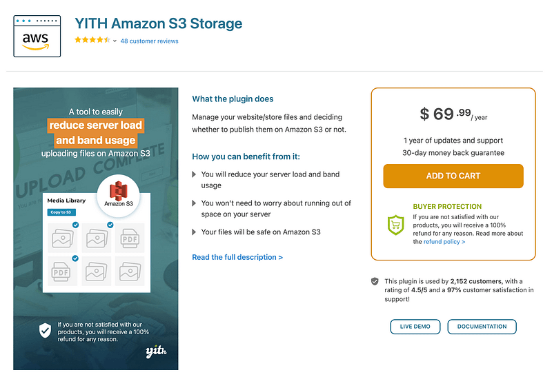 YITH Amazon S3 Storage plugin