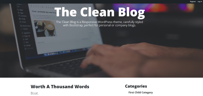 the clean blog wordpress theme