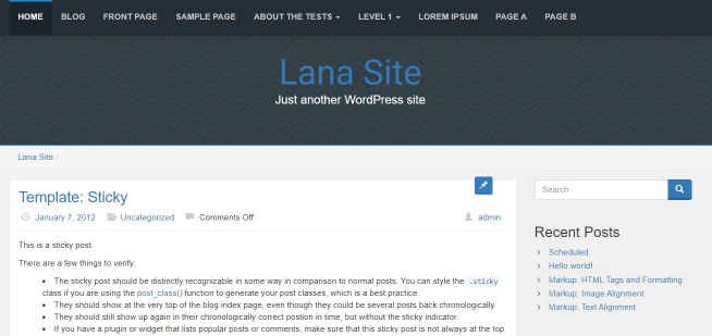 lana site wordpress theme