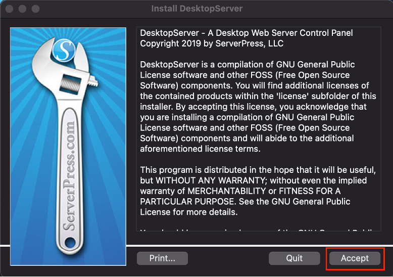 The DesktopServer licence agreement