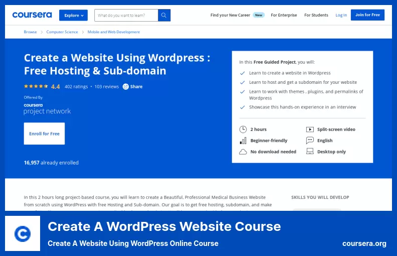 Create a WordPress Website Course - Create a Website Using WordPress Online Course
