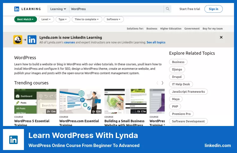 Learn WordPress With Lynda - WordPress Online Course from beginner to Advanced