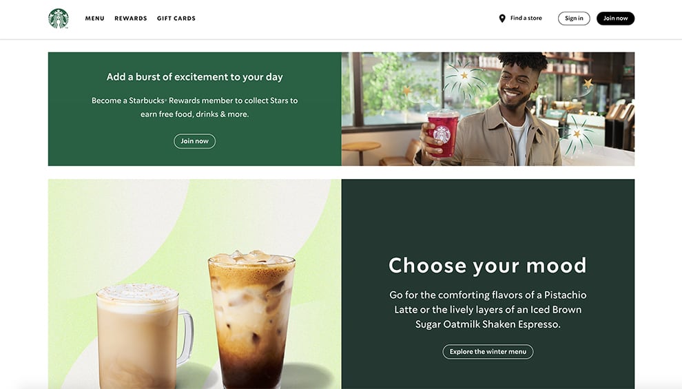 Starbuck homepage design