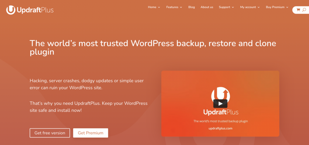 Screenshot of UpdraftPlus homepage