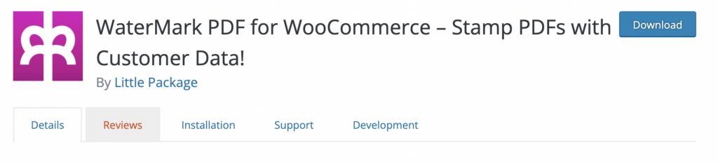 Screenshot of WaterMark PDF for WooCommerce plugin