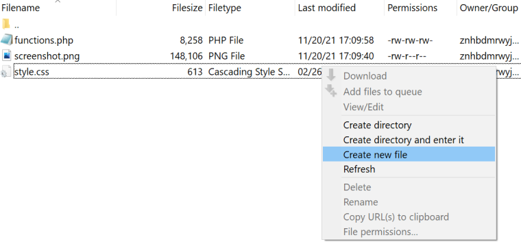 create new folder with style css name