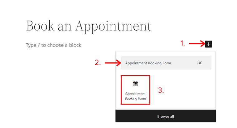 WordPress Block to Show All Appointment Bookings