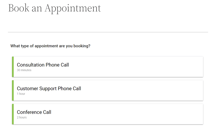 All Appointment Types Preview