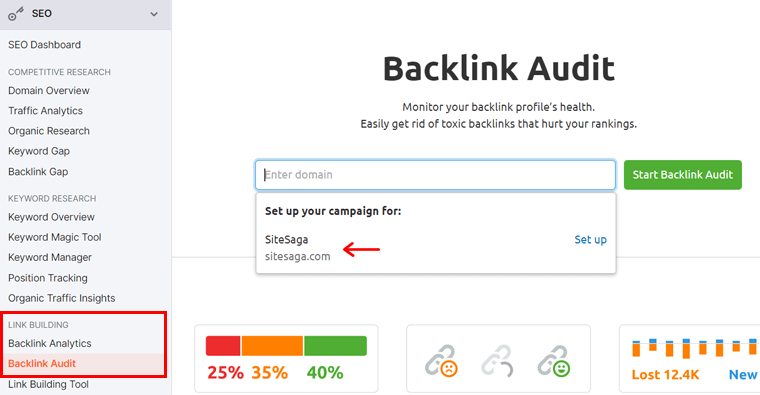 Backlink Audit - Using Semrush for Free