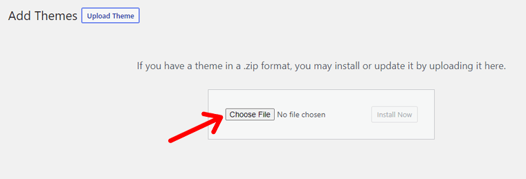 Select Zip File of the Theme