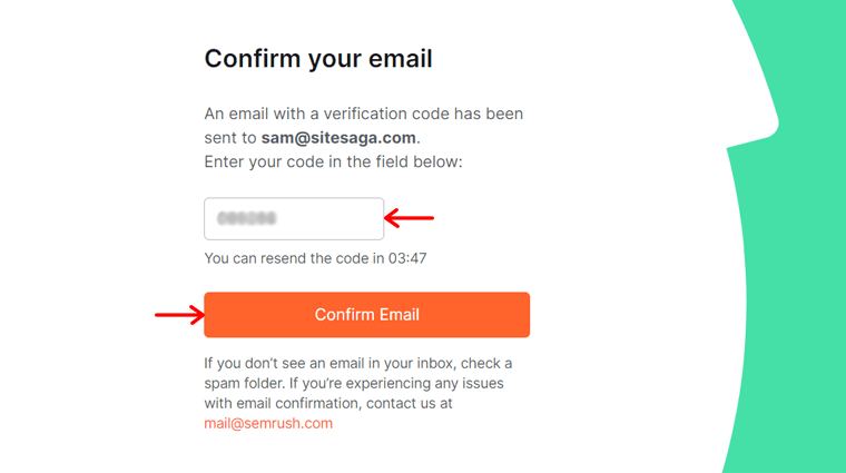 Confirm Email Address to Use Semrush for Free