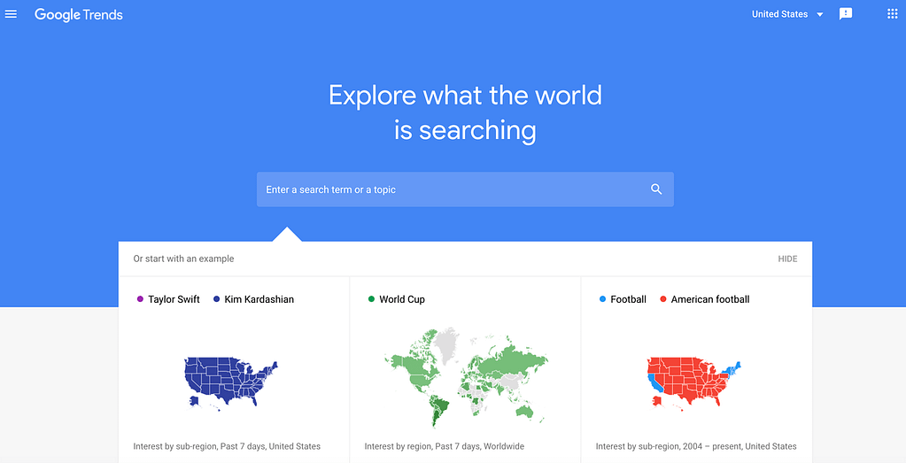 The Google Trends dashboard.