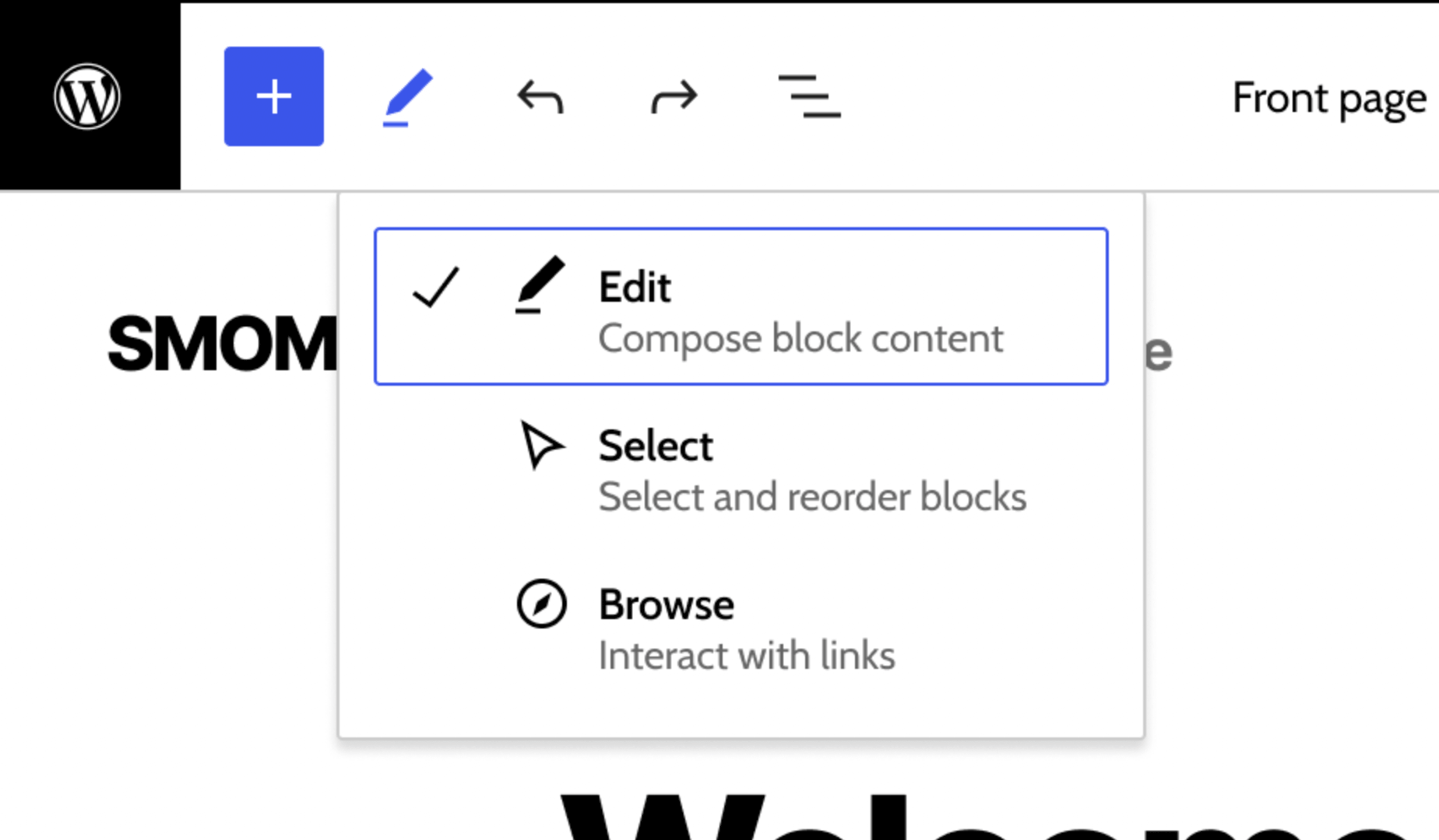 Site Editor browse mode