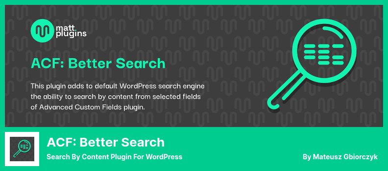ACF: Better Search Plugin - Search by Content Plugin for WordPress
