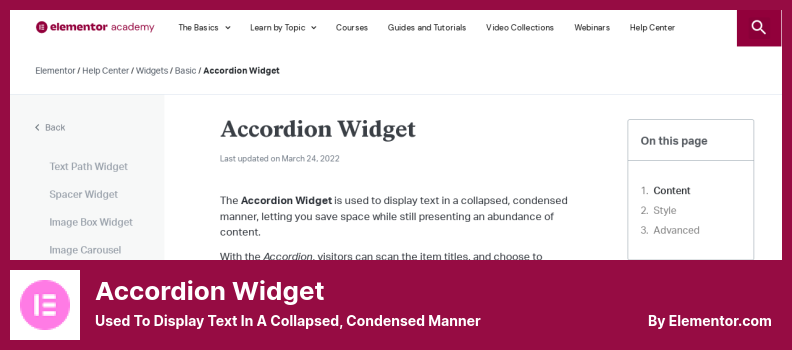 Accordion Widget Plugin - Used To Display Text In A Collapsed, Condensed Manner