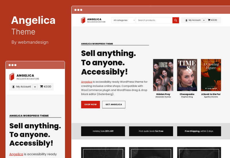 Angelica Theme - Accessible Bookstore WordPress theme