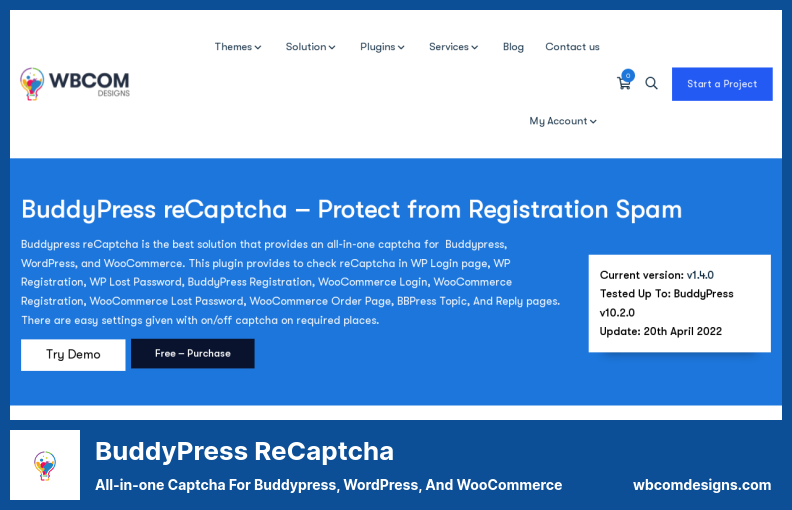 BuddyPress reCaptcha Plugin - All-in-one Captcha for Buddypress, WordPress, and WooCommerce