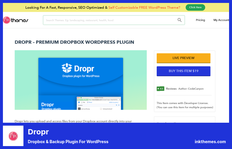 Dropr Plugin - Dropbox & Backup Plugin for WordPress