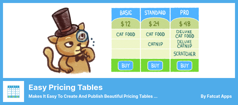 Easy Pricing Tables Plugin - Makes It Easy To Create And Publish Beautiful Pricing Tables And Comparison Tables