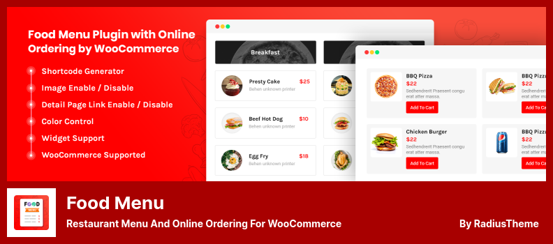 Food Menu Plugin - Restaurant Menu And Online Ordering For WooCommerce