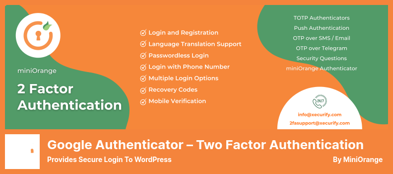 Google Authenticator – Two Factor Authentication Plugin - Provides Secure Login to WordPress