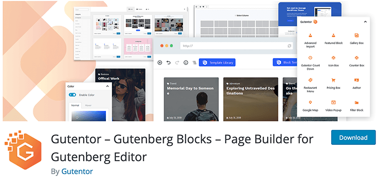 Gutentor WordPress Gutenberg blocks plugin