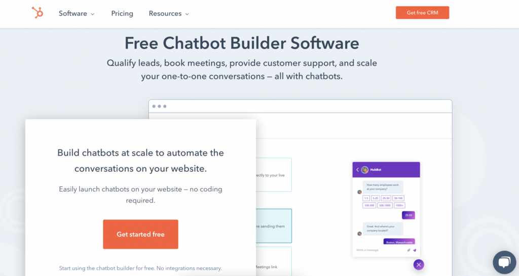 HubSpot’s Chatbot Builder AI software screenshot