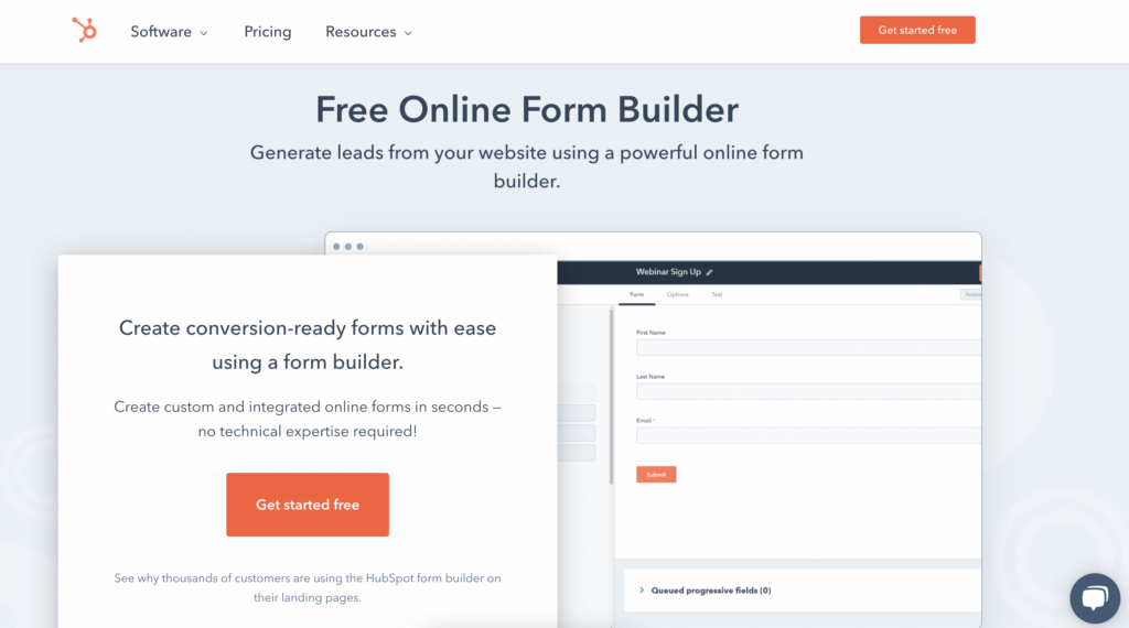 HubSpot Form Builder screenshot