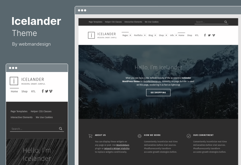 Icelander Theme - Accessible Business Portfolio  WooCommerce WordPress Theme