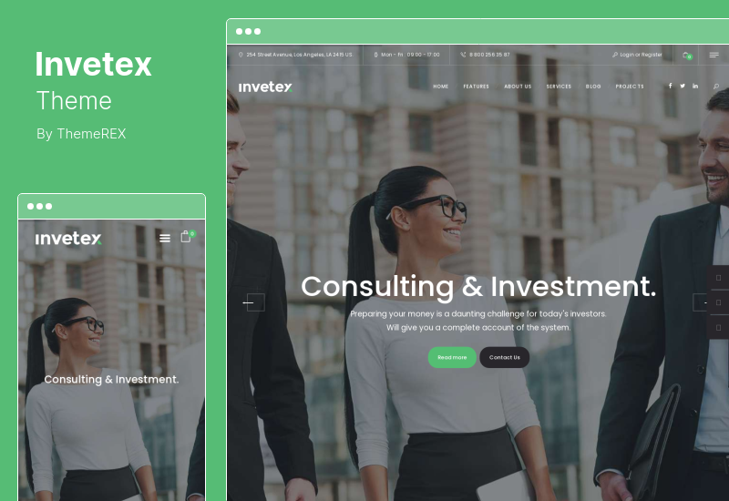 Invetex Theme - Business Consulting Investments WordPress Theme