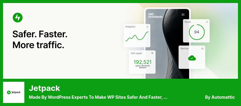 Jetpack Plugin - Made By WordPress Experts to Make WP Sites Safer and Faster, and Help You Grow Your Traffic.