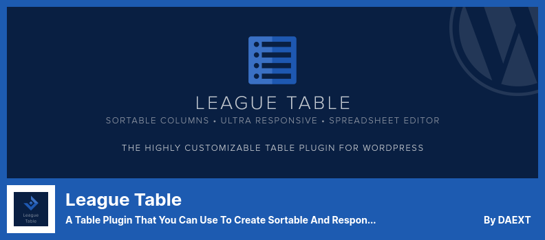 League Table Plugin - a Table Plugin That You Can Use to Create Sortable and Responsive Tables