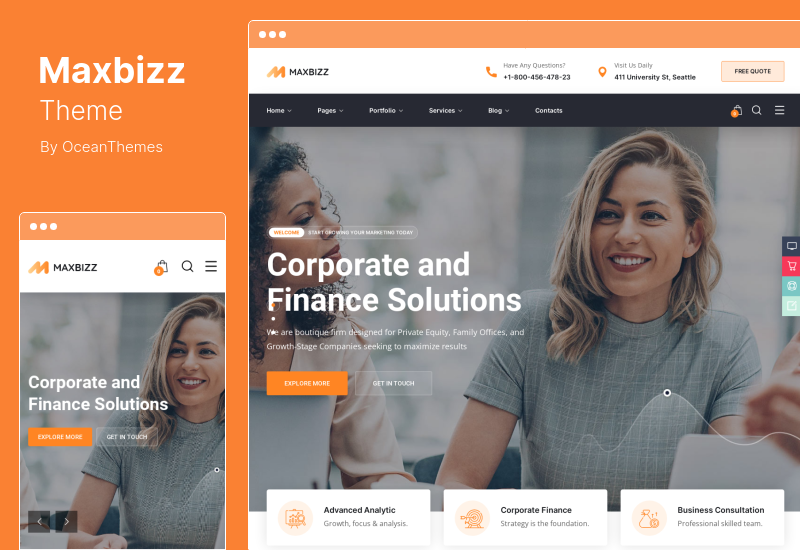 Maxbizz Theme - Consulting  Financial Elementor WordPress Theme