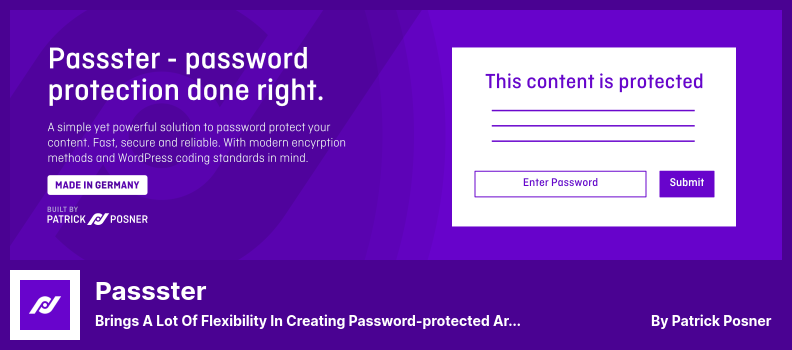 Passster Plugin - Brings a Lot of Flexibility in Creating Password-protected Areas On Your Website