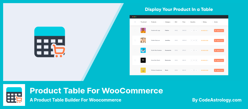 Product Table For WooCommerce Plugin - A Product Table Builder For Woocommerce