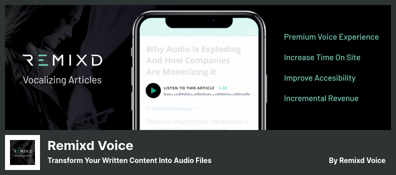 Remixd Voice Plugin - Transform Your Written Content Into Audio Files