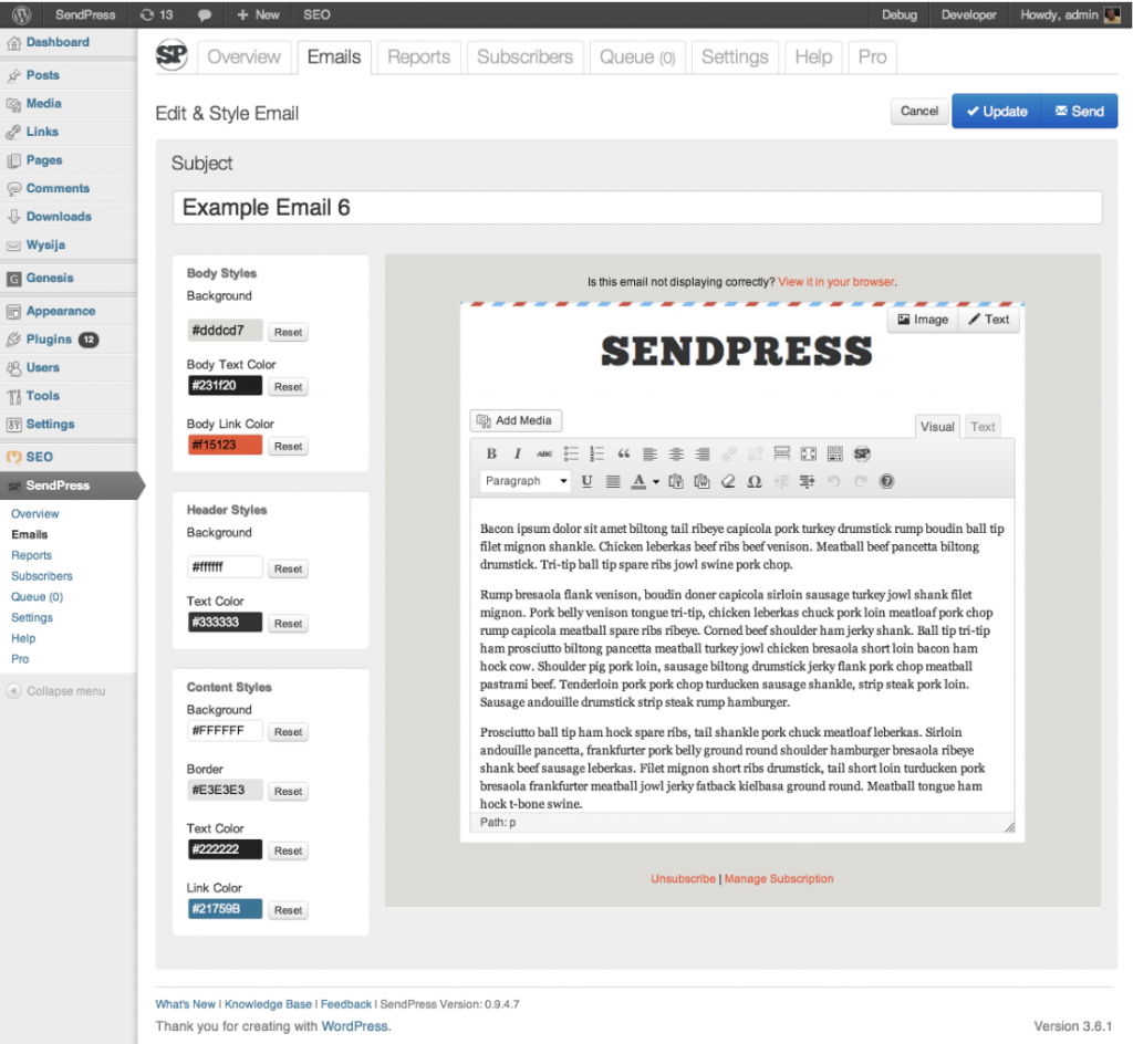 SendPress Example