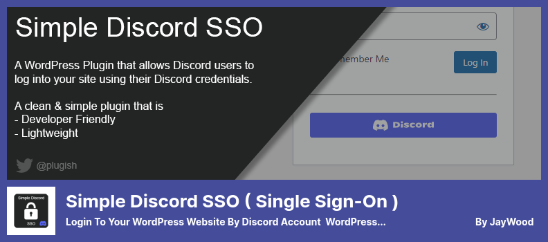 Simple Discord SSO ( Single Sign-On ) Plugin - Login to Your WordPress Website By Discord Account  WordPress Plugin