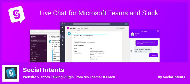 Social Intents Plugin - Website visitors Talking Plugin From MS Teams Or Slack