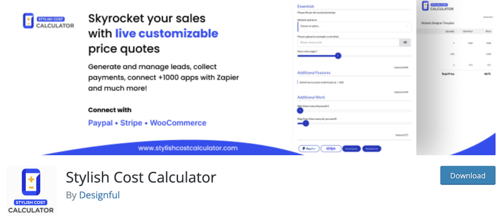 Stylish Cost Calculator WordPress Plugin Best