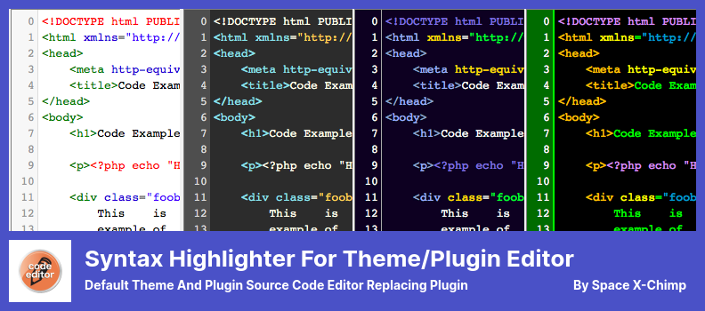 Syntax Highlighter for Theme/Plugin Editor Plugin - Default Theme and Plugin Source Code Editor Replacing Plugin