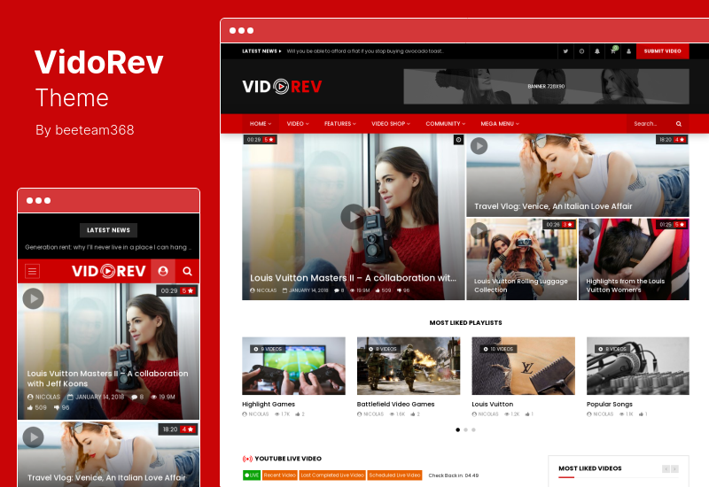 VidoRev Theme - Video WordPress Theme
