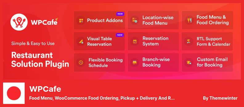 WPCafe Plugin - Food Menu, WooCommerce Food Ordering, Pickup + Delivery And Restaurant Reservation